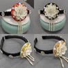 Flower Pearls Korean Hair Hoop Traditional Headband for Stage Shows and Ethnic Festivals Handmade Hair Accessories