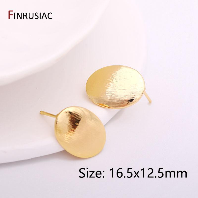 

16.5mm*12.5mm 14K Gold Plated Brass Ear Stud Earrings With 4mm Open Ring For DIY Earrings Making Earrings Fittings Wholesale 2 Pairs
