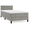 3141281 vidaXL Lit à sommier tapissier et matelas Gris clair 90x200 cm Velours
