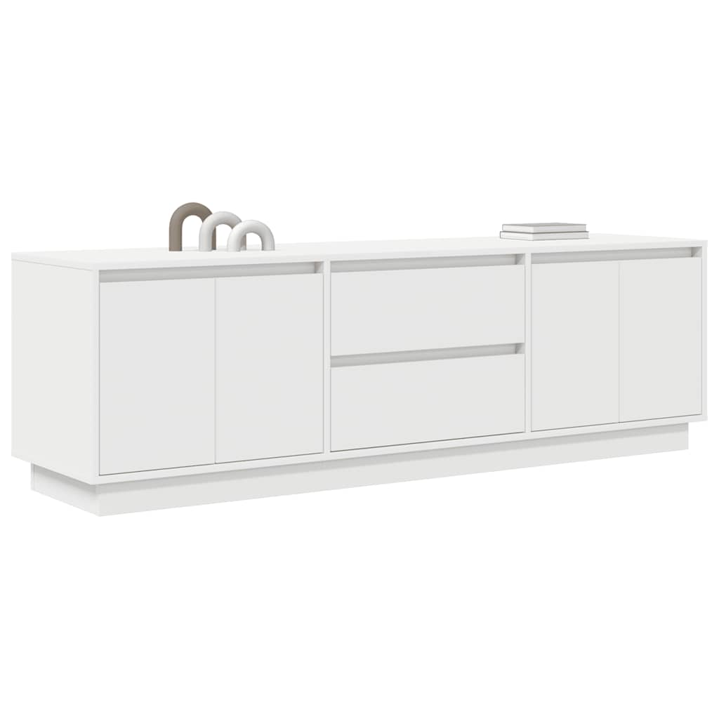 TV Stand with LED Lights White 160.5x41x50 Cm