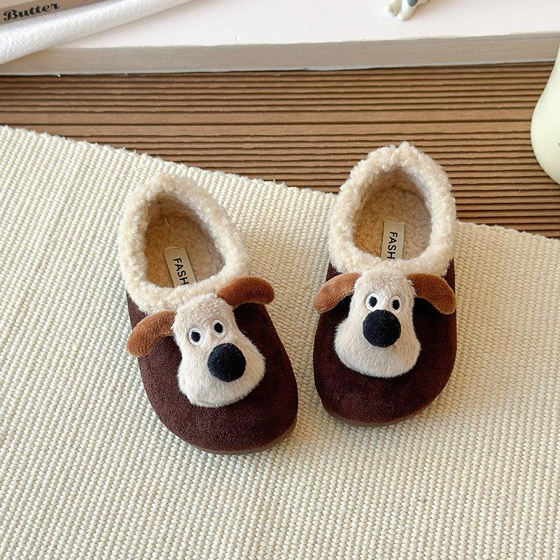 

Children s plush and thickened furry puppy cotton shoes, new autumn and winter models, boys Boken cotton shoes, girls warm shoes 31-37Code one hand7Double коричневий