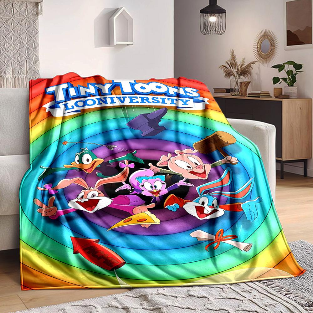 1pc Tiny Toon Adventures Flannel Throw Blanket - HD Printed Lightweight Soft Warm All-Season Blanket for Sofa, Bed, Travel007