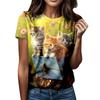 2026 Summer Round Neck Women's T-shirt Fashion 3D Kitten and Puppy Animal Print Short Sleeve T-shirt Cartoon Casual Top