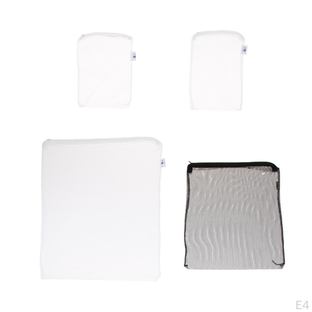 Filter Media Bags, Aquarium Nylon Mesh Bags with Zipper, Fish Tank White Net for Pellet Carbon,