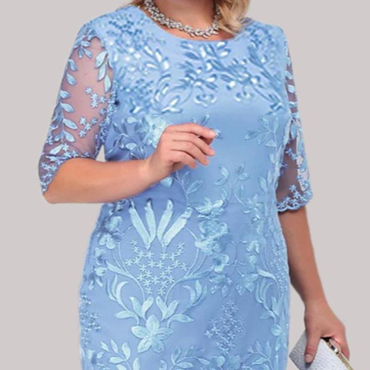 Elegant Lace Midi Dress Plus Size Womens Evening Party Cocktail Bodycon Dresses