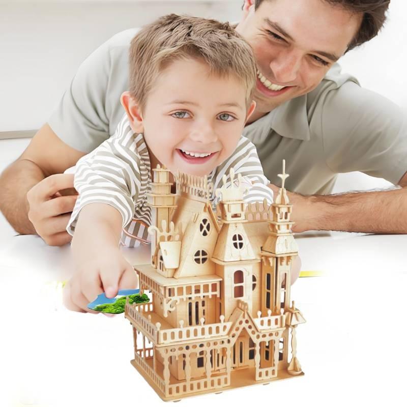 Fantasy Villa Model House Kit 3d Puzzle Model Set Woodcraft Construction Toy