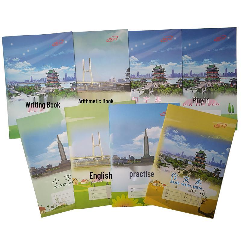 18K School Uniform Exercise Notebook: Pinyin, English, Arithmetic Practice Book.