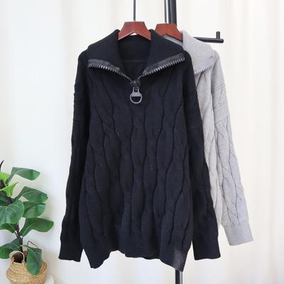 Autumn and Winter New Loose and Thin Knitted Sweater Top Retro Twist Lazy Wind Sweater Pullover Woman