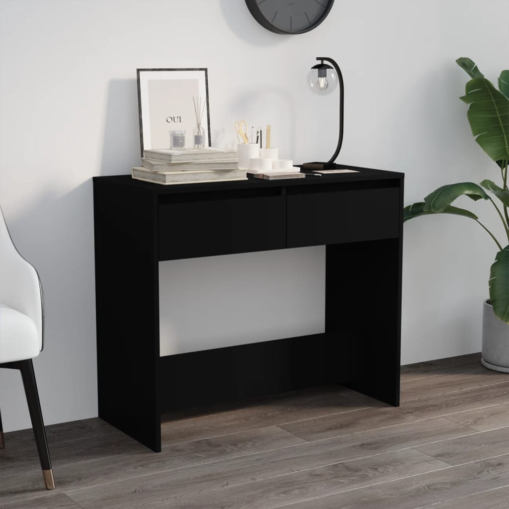 Konsolentisch, Ablagetisch für den Eingangsbereich mit 2 Schubladen, schwarz 89x41x76,5 cm Holzwerkstoff
