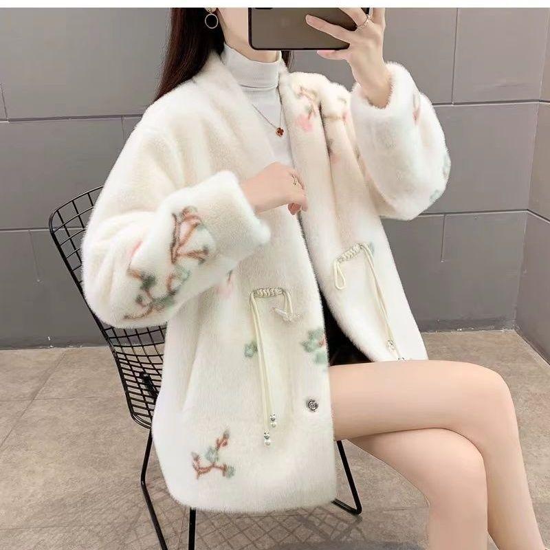 Jacket autumn and winter thickened imitation mink fur light new thin coat padded women's clothing