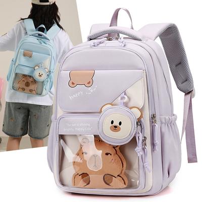 Schultasche für Schüler der 3.-5.-6. Klasse, Damen-Rucksack mit großer Kapazität, Rucksack mit Cartoon-Druck