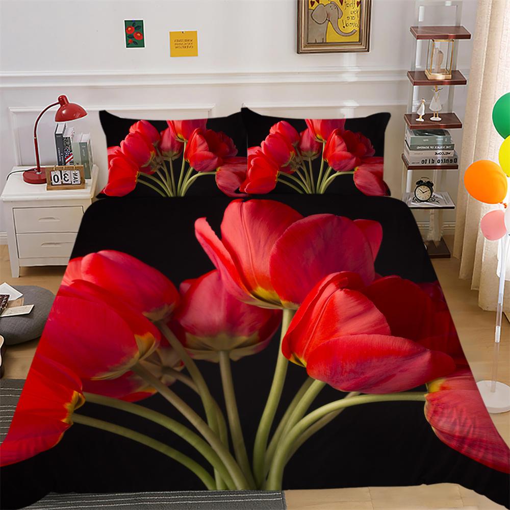 3D Flowers Printing Comforter Cover Set Twin Size Polyester Bedspreads Girl Luxury Soft Home Bedclothes