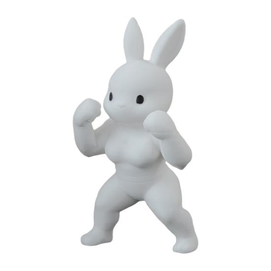 Easter Muscle Bunny Figurine Cute Mini 3D Printed Bunny Statue Collectible Rabbit Ornament for Spring Home Table Shelf Decor