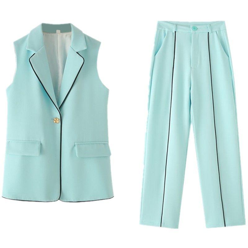 

Fashion Style 2024 Summer New Arrival Women s Clothing Stylish Wild Candy Color Horse Sleeveless Armor High Waist Pants Suit Suit M