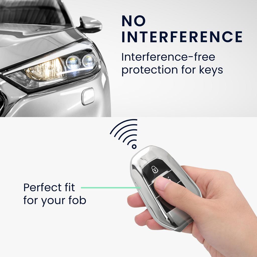 kwmobile Peugeot Citroën 3 Button Smart Key (Keyless Go) Compatible