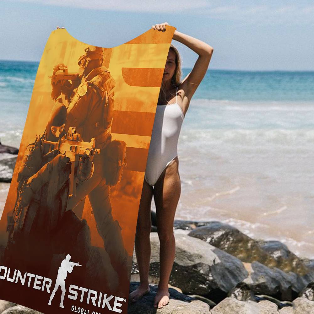 Counter-Strike CS 2 Vintage Microfiber Printed Beach Towel Mountain Climbing Yoga Beach Swimming Running Absorbent Soft Towel