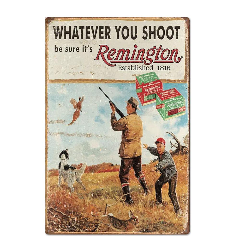 Vintage Hunting Plaque Metal Posters Signs Wall Decor for Man Cave Room Decorative Metal Plate Hunter