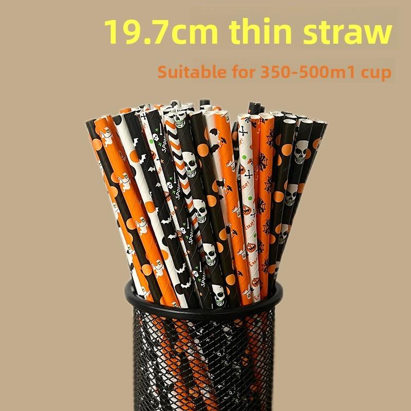 Degradable Striped Paper Drinking Straws For Parties And Creative Beverage Serving