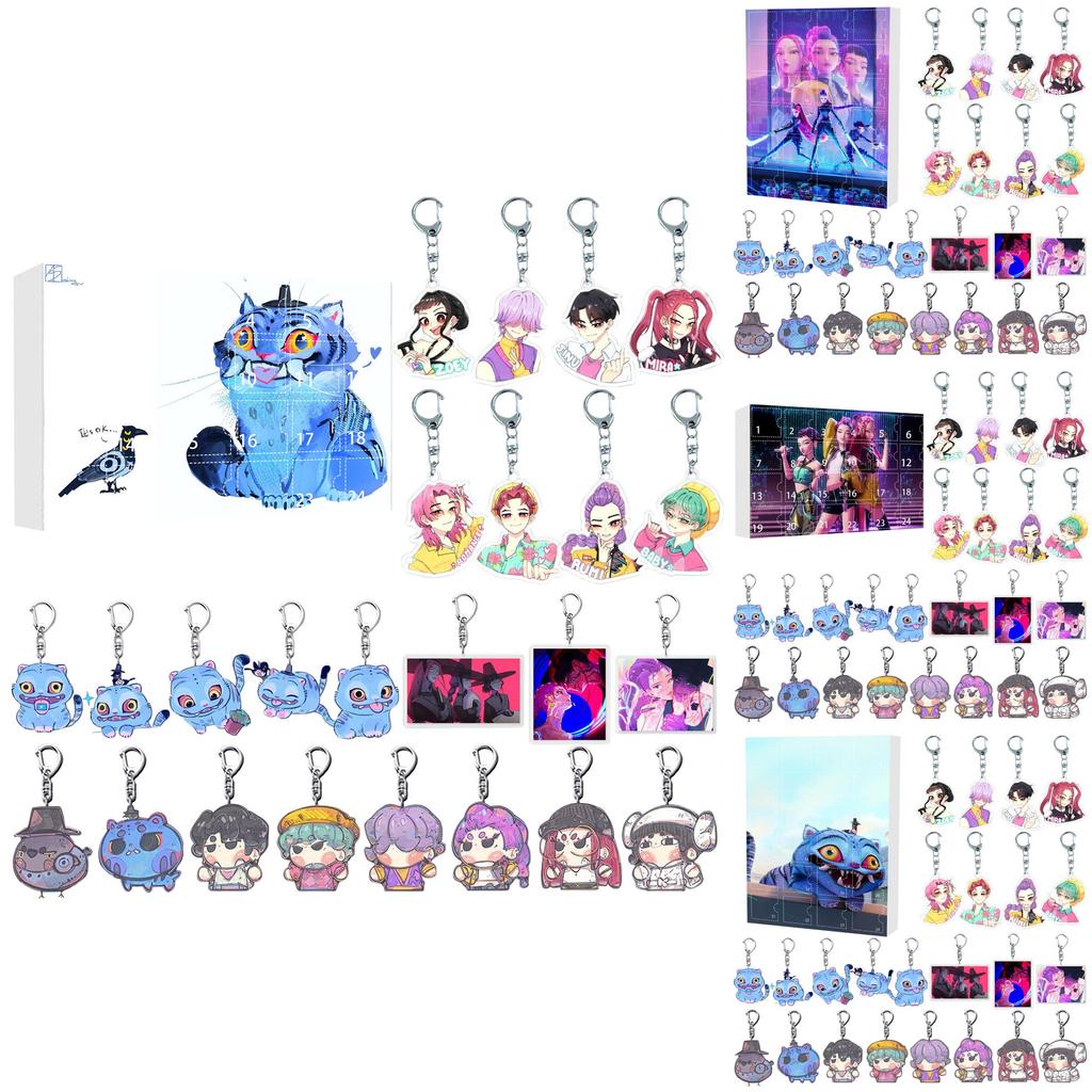 Kpop Girl Group Christmas Countdown Calendar Acrylic Bag Charm With 24 Pieces For Holiday Decor