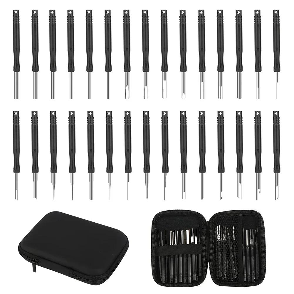 30Pcs Car Terminal Removal Tool Electrical Wiring Crimp Connector Pin Extractor Set Key Wire Plug Repair Tools