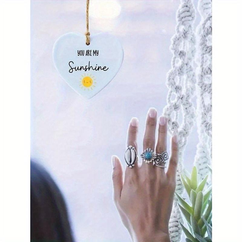1pc Acrylic Pendant You Are My Sunshine Gift Keepsake Heart Quote Gift Acrylic Hanging Decoration Home Outdoor Indoor Yard Garden Decor