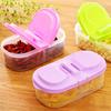 Clear Lid Double Compartment Food Storage Container Plastic Snacks Keepers For Kids Travel And Daily Use
