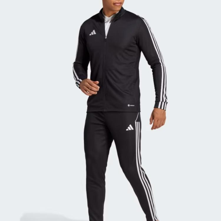 Adidas SS23 Solid Stripe Logo Print Stand Collar Long Sleeve Jacket Men Outerwear Black HS7231