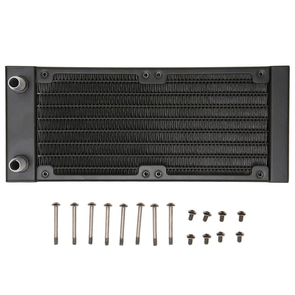Water Cooling Radiator 8 Pipes 9.5mm Faucet 80mm Dual Fans Aluminum Heat Exchanger with Screws for Computer Printer