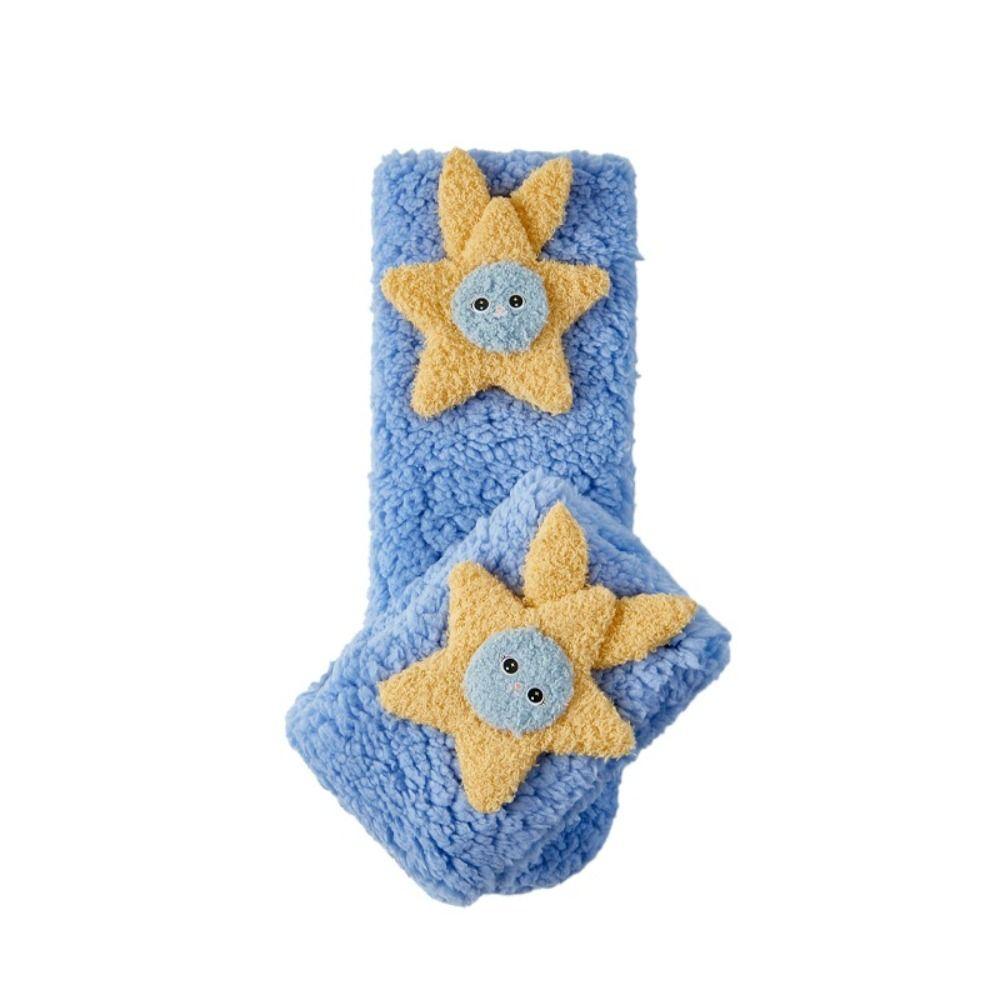 Cartoon Floor Stockings Women Mid-Calf Coral Fleece Socks Funny Furry Plush Sock  Winter