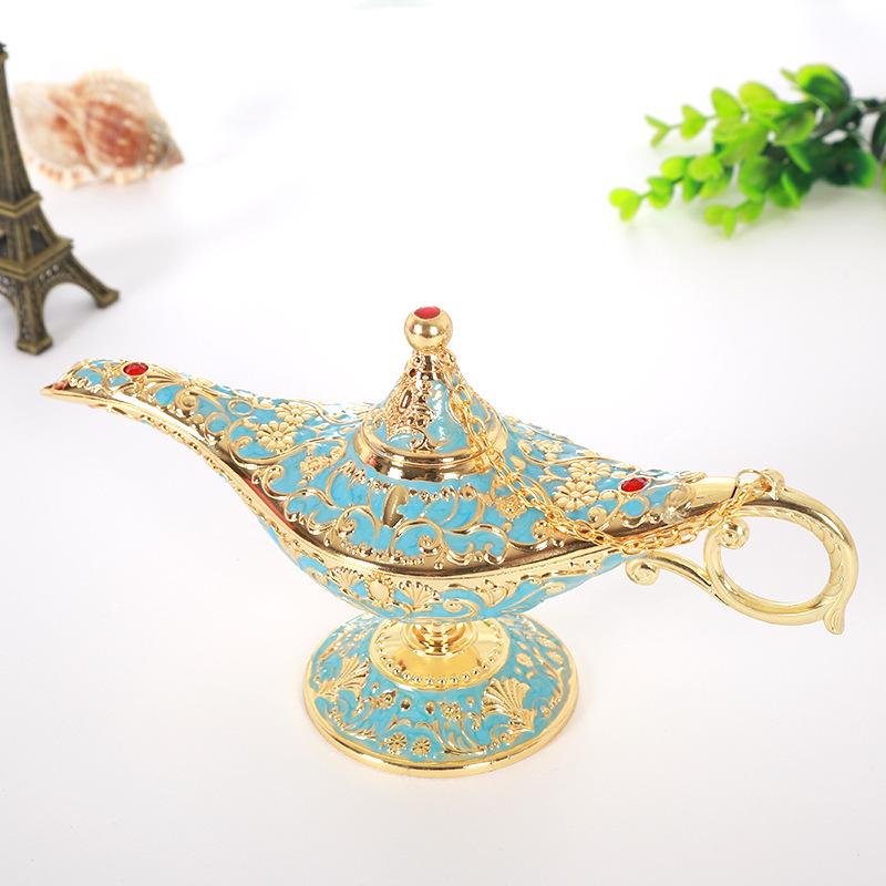 Large Aladdin's Wishing Lamp Figurine - Metal Home Decor and Gift