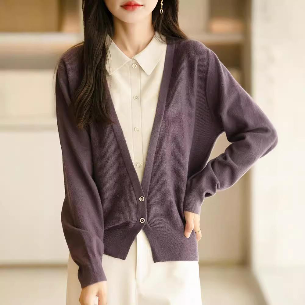 POLO Límec Knitwear Podzim a Zima Dámské Niche francouzské volné krátké topy s dlouhým rukávem