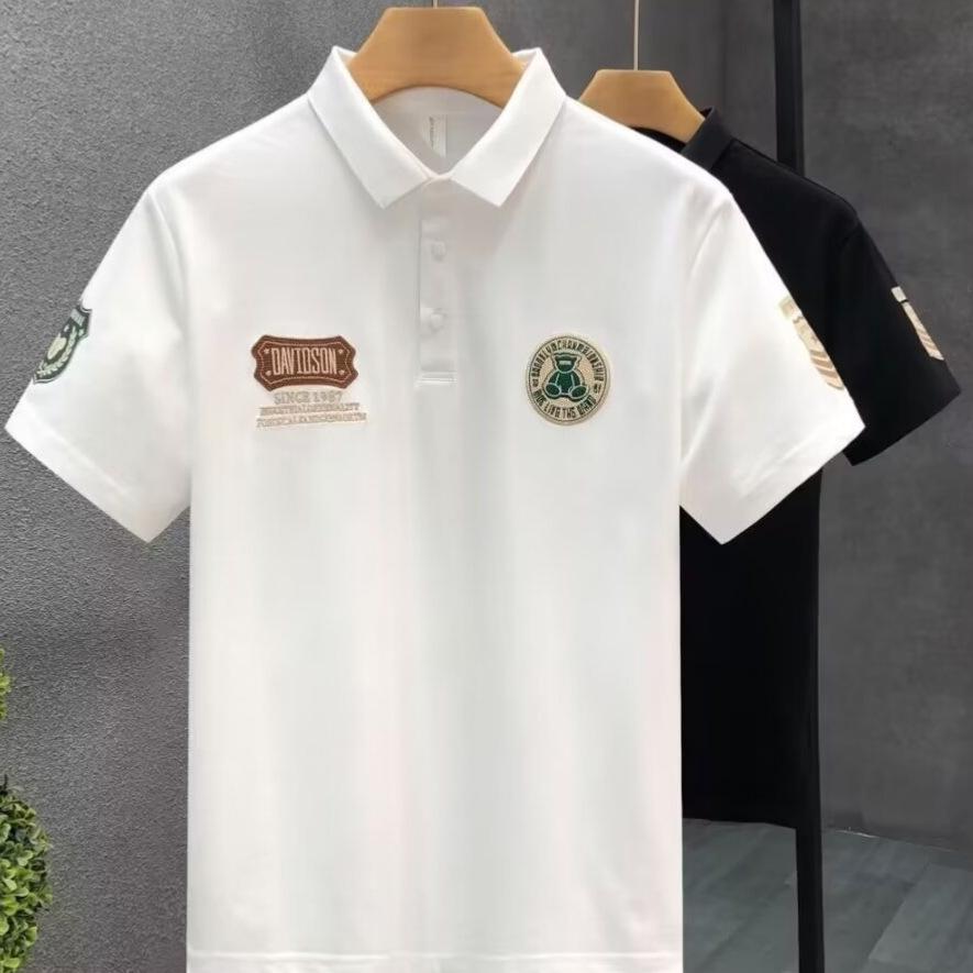 2024 Slim Trend Korean Style Men's Polo T-Shirt - Lapel, Short Sleeve, Versatile Summer Fashion Top