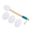 Back Lotion Applicator Curved Wooden   Handle Sunscreen Applicator with 3 Replaceable Heads
