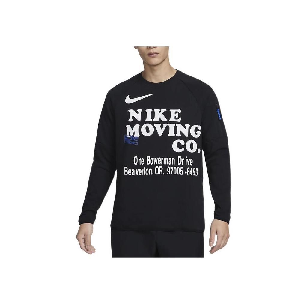 Nike Dri-FIT Letter Print Crew Neck Long Sleeve Sweatshirt Men Tops Black DX0903-010