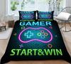3D Bedding Single Double Bed Game Machine Printed Pillowcase and Quilt Cover 2/3 Pieces for Boys and Men Game Lovers Comfortable Household Bedding