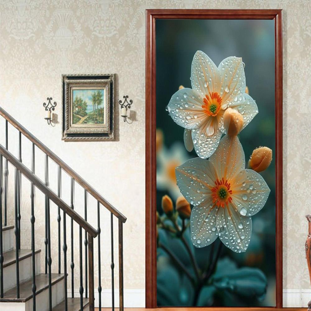 1 Stück Blühender Bambus Vinyl Türsticker Für Schlafzimmer Heimdeko Selbstklebend Abnehmbares Wandtattoo Türrenovierung Wasserdichtes Poster