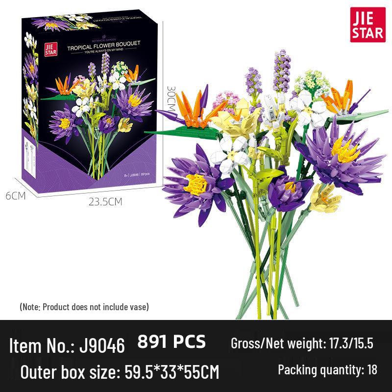Eternal Flower Bouquet Building Blocks Pendant Compatible with LEGO DIY Ornaments Model Toys