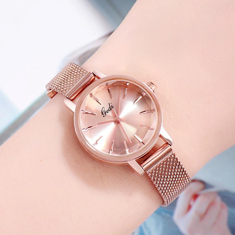 

Gradual Change Literal Women S Watch, Small Dial Mesh Belt Women S Watch, Fashionable Simple And Versatile Watch рожевий колір золота