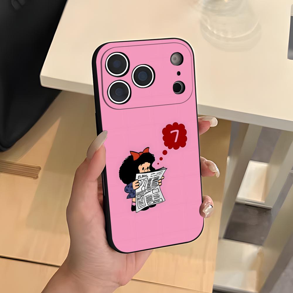 

Anime M-Mafalda Phone Case For IPhone 17 Air 16 E Pro Max 15 14 13 Mini 12 Pro 11 Max Plus Black Soft Shell iPhone 12ProMax