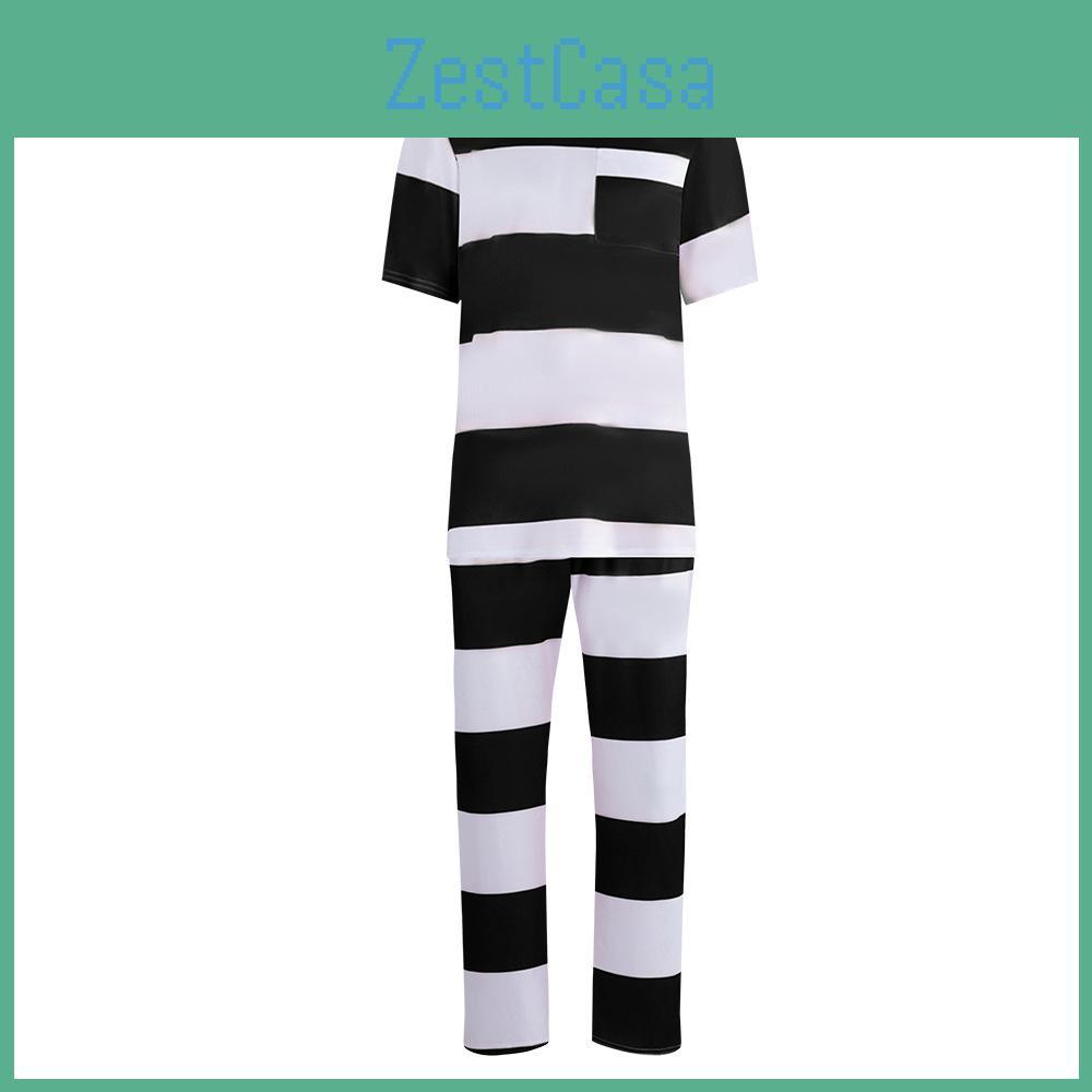 Cosplay Prisoner Costume With Stripe Design For Halloween And Themed Events