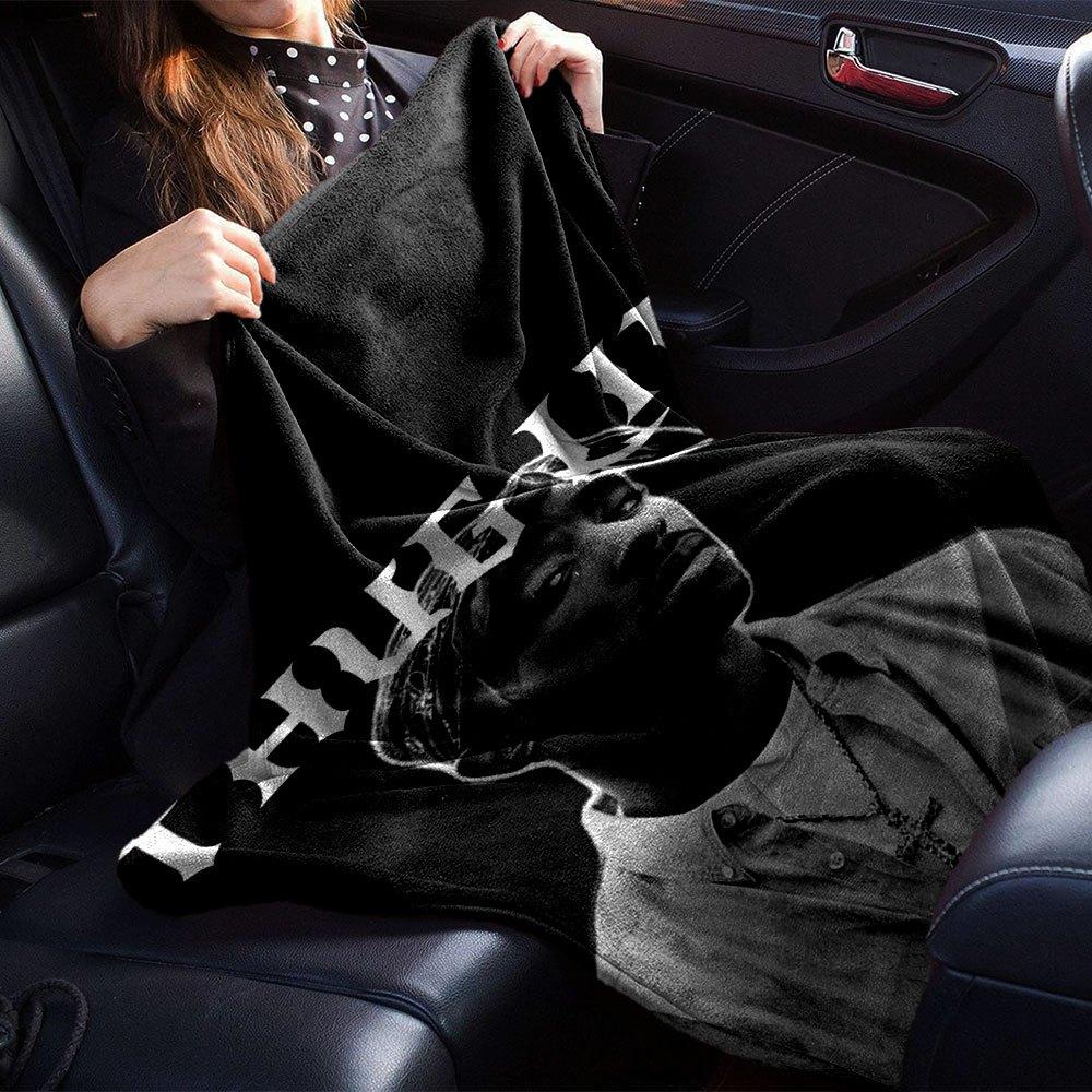 1pc 2PacHip Hop Blanket Soft Lightweight All Season Multi Purpose Throw for Sofa, Bed, Office & Picnics, French Style with Iconic Album Art & Quotes