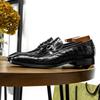 Men's leather shoes new business dress shoes men's pointed men's shoes cowhide horse seat buckle loafer shoes