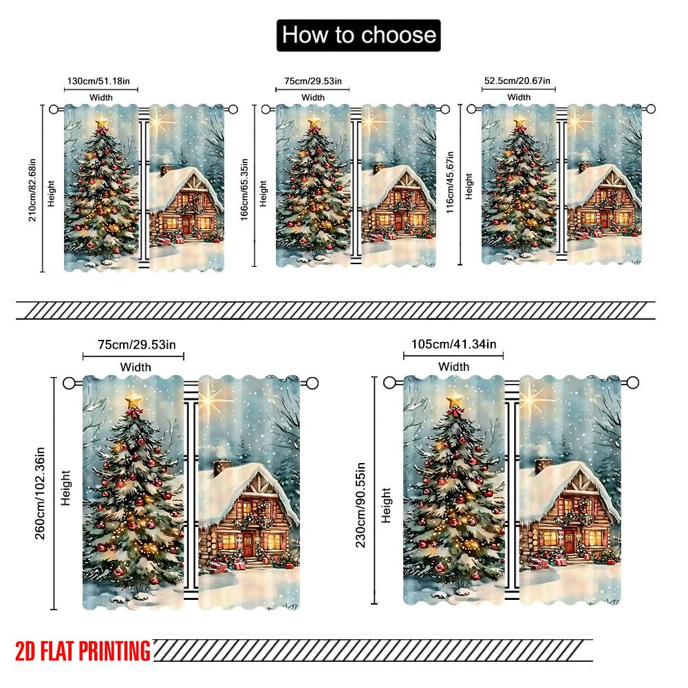2ks 2D plochý tisk Veselé Vánoce Scénické závěsy Vánoční chata Látka pratelná v pračce Bez elektřiny Jarní párty &