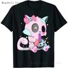 Pastel Goth T Shirt Men Women Kawaii Cartoon Gothic Cat Clothes Harajuku Shirt Unisex Graphic Tees Female Hip Hop T-shirt Male