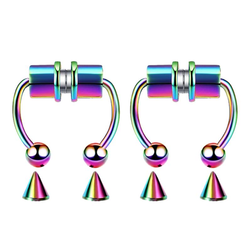 Stainless Steel Magnet Fake Nose Ring Hoop Fake Piercing Hoop Septum Rings For Women Fashion Gothic Rock Body Zircon Gifts