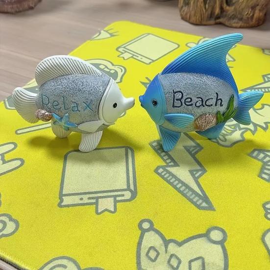 Fish Figurine Coastal Charm Resin Fish Sculpture Beach Relax Fish Statue