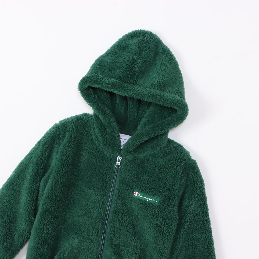 Champion Long Sleeve Script Logo Zip Hooded Kids' Jacket, Basic, CK-Y601-570-120