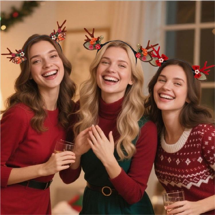 Light Weight Reindeers Antlers Headbands Plastic Hair Decoration For Christmas Parties Costume Accessories