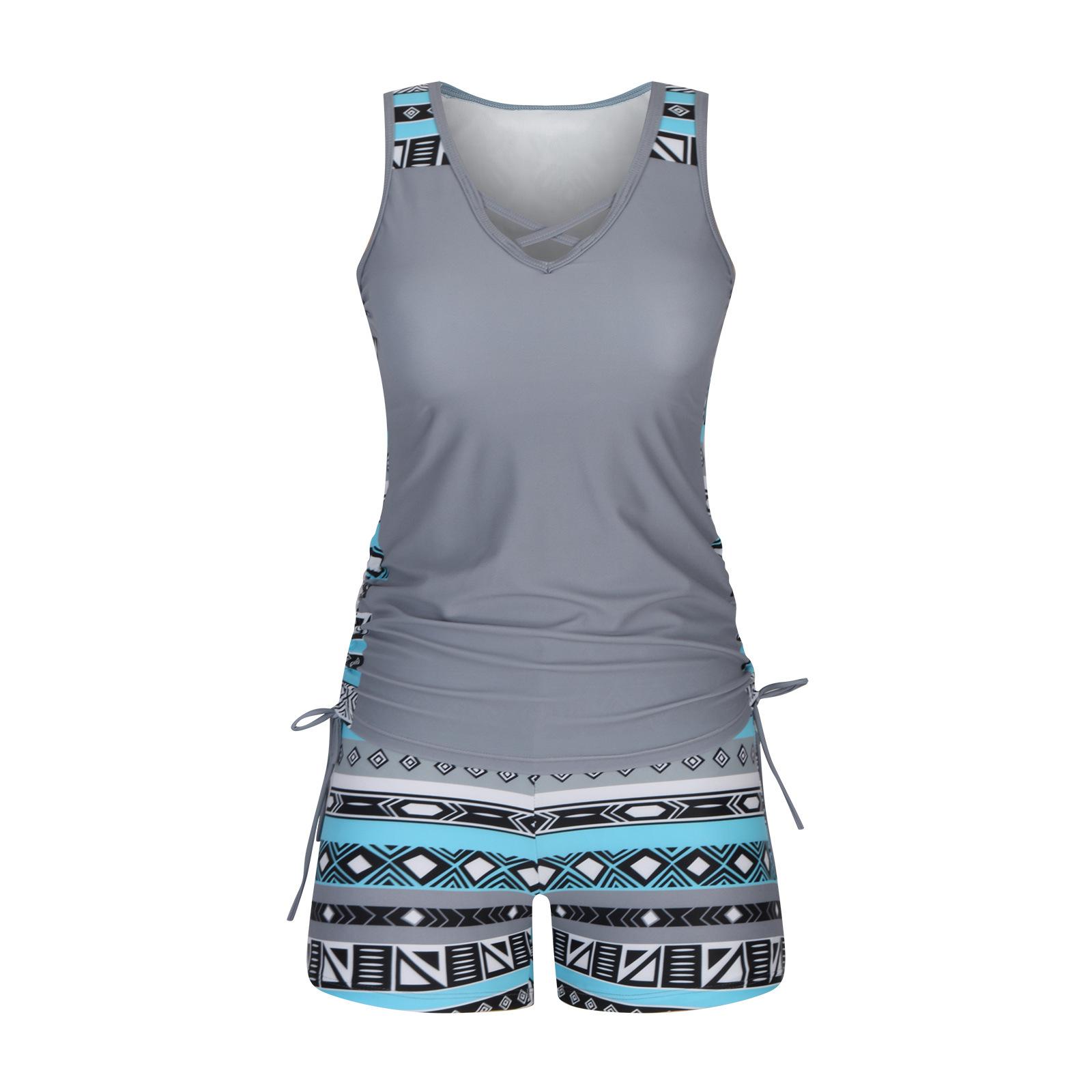 

Жіночий Роздільний Купальник Купальник з Високою Талією Комплект з Двох Частин L сірий колір