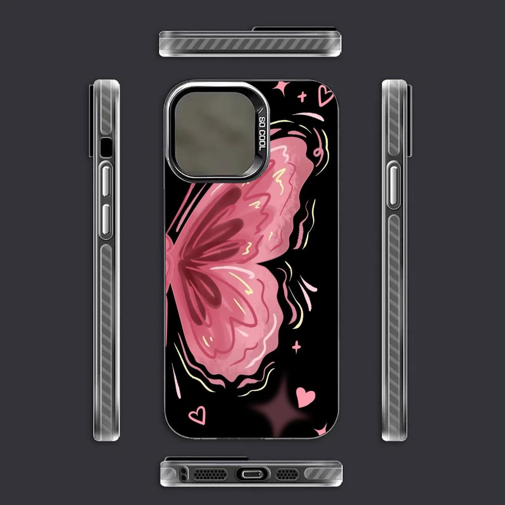 Half Butterfly Pattern Phone Case Suitable for iPhone 17, 16, 15, 14, 13, 12, 11Pro/Max/Plus Anti Shock and Anti Drop Back Cover